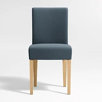 Lowe Navy Upholstered Dining Chair with Natural Wood Legs, Set of 4