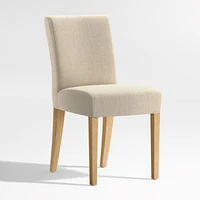 Lowe Taupe Upholstered Dining Chair with Natural Wood Legs, Set of 4