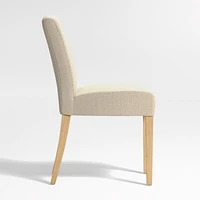 Lowe Taupe Upholstered Dining Chair with Natural Wood Legs, Set of 4