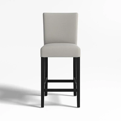 Lowe Pewter Grey Upholstered Counter Stool with Ebony Wood Legs