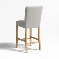 Lowe Pewter Grey Upholstered Counter Stool with Natural Wood Legs