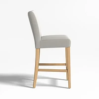 Lowe Pewter Grey Upholstered Counter Stool with Natural Wood Legs