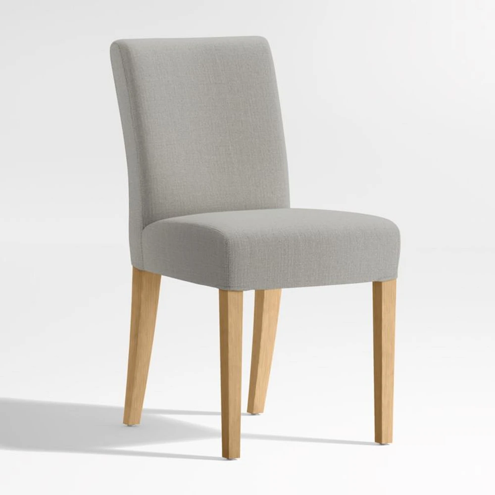 Lowe Pewter Grey Upholstered Dining Chair with Natural Wood Legs