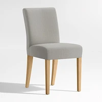 Lowe Pewter Grey Upholstered Dining Chair with Natural Wood Legs