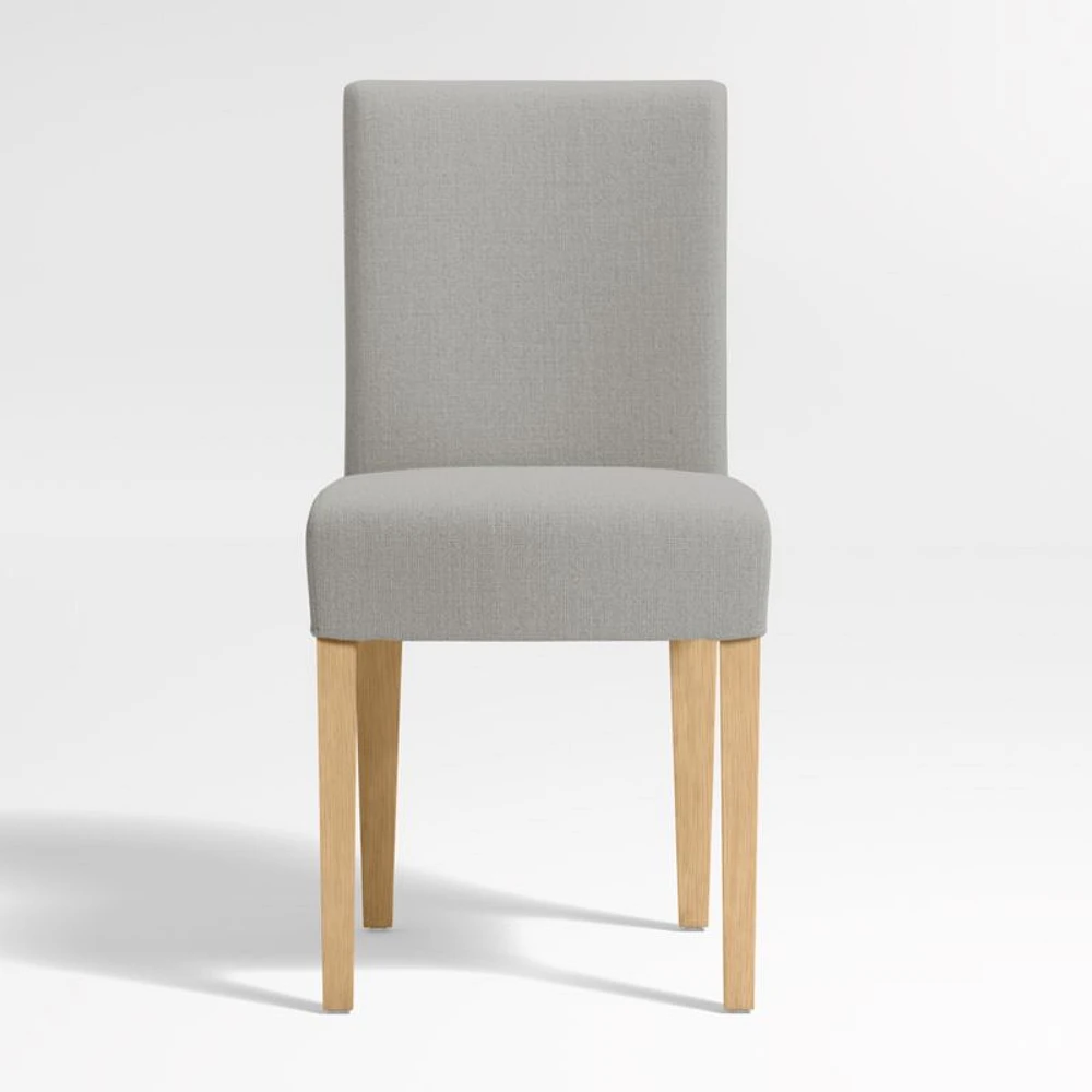Lowe Pewter Grey Upholstered Dining Chair with Natural Wood Legs