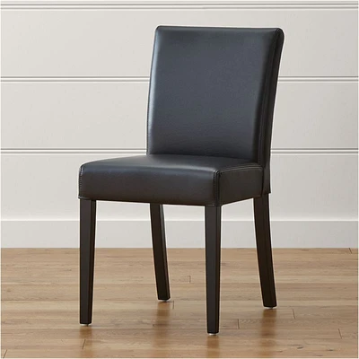 Lowe Onyx Leather Dining Chair with Ebony Wood Legs, Set of 4
