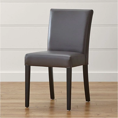 Lowe Smoke Grey Leather Dining Chair with Ebony Wood Legs, Set of 4