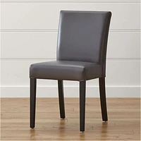 Lowe Smoke Grey Leather Dining Chair with Ebony Wood Legs, Set of 4