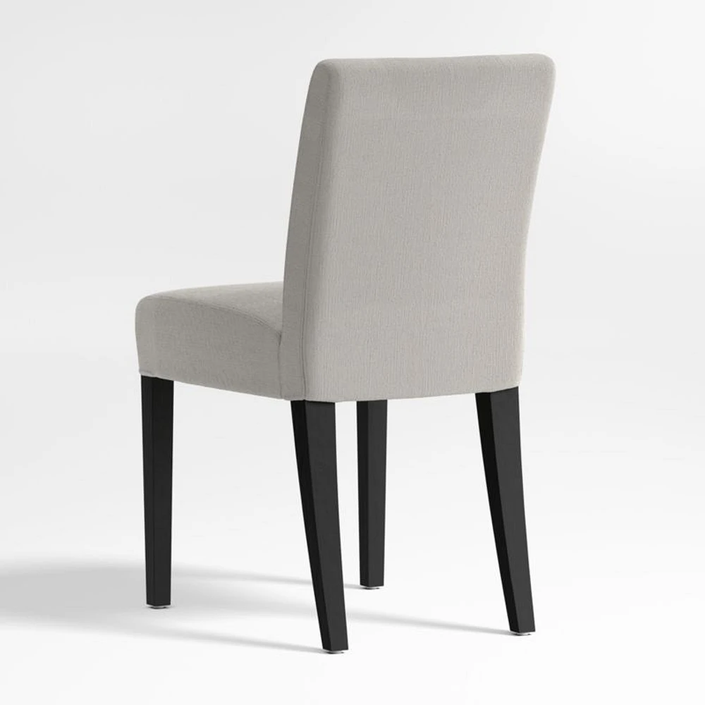 Lowe Pewter Grey Upholstered Dining Chair with Ebony Wood Legs, Set of 4