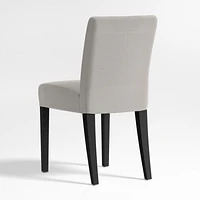 Lowe Pewter Grey Upholstered Dining Chair with Ebony Wood Legs, Set of 4