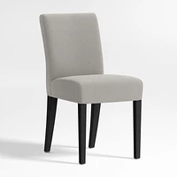 Lowe Pewter Grey Upholstered Dining Chair with Ebony Wood Legs, Set of 4