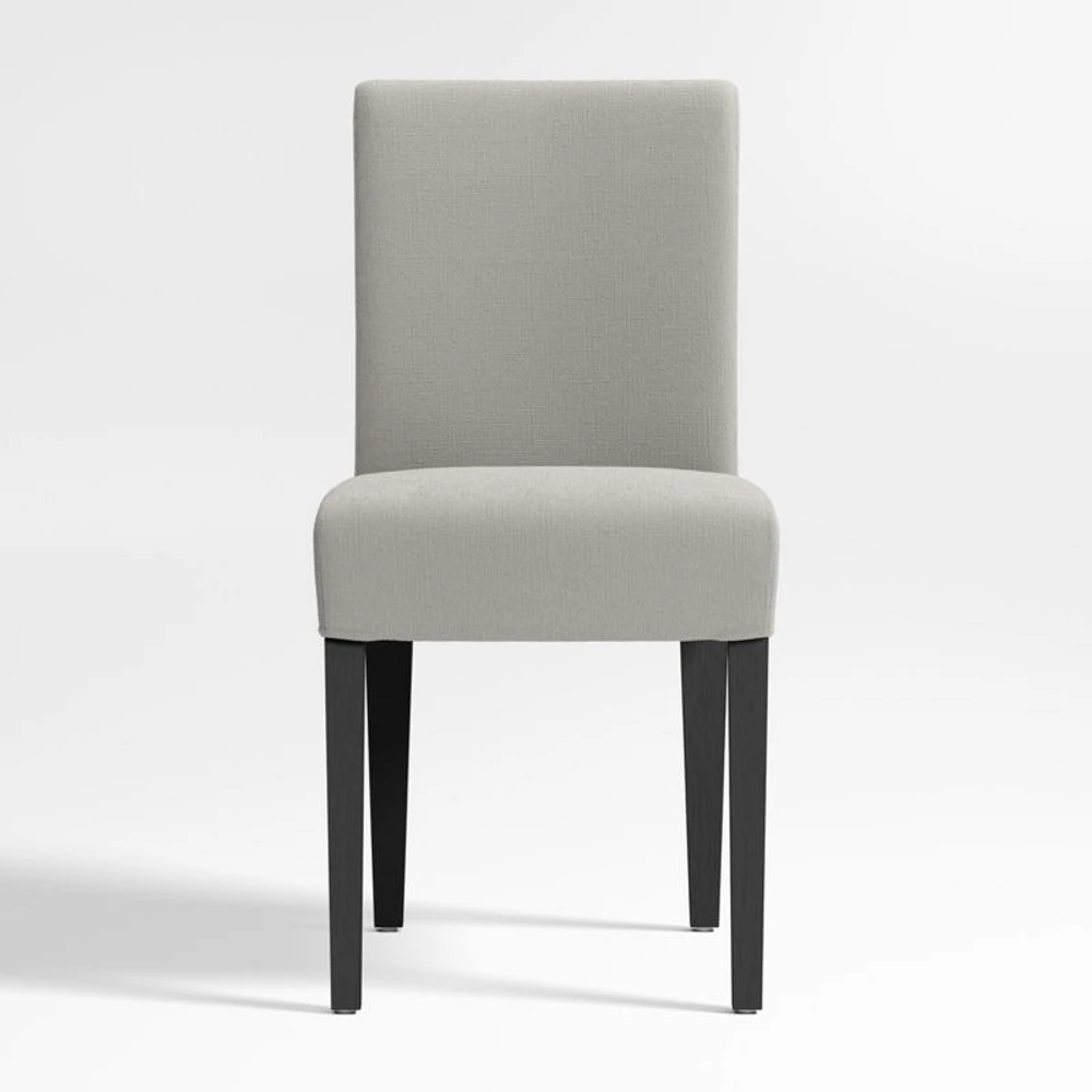 Lowe Pewter Grey Upholstered Dining Chair with Ebony Wood Legs, Set of 4