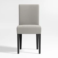 Lowe Pewter Grey Upholstered Dining Chair with Ebony Wood Legs, Set of 4