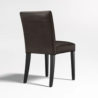 Lowe Chocolate Leather Dining Chair with Ebony Wood Legs, Set of 4