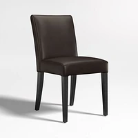 Lowe Chocolate Leather Dining Chair with Ebony Wood Legs, Set of 4