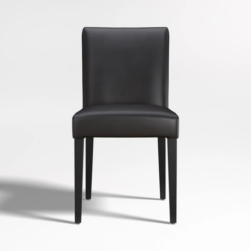 Lowe Onyx Leather Dining Chair with Ebony Wood Legs, Set of 4