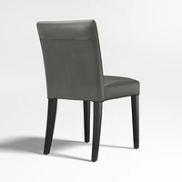Lowe Smoke Grey Leather Dining Chair with Ebony Wood Legs, Set of 4