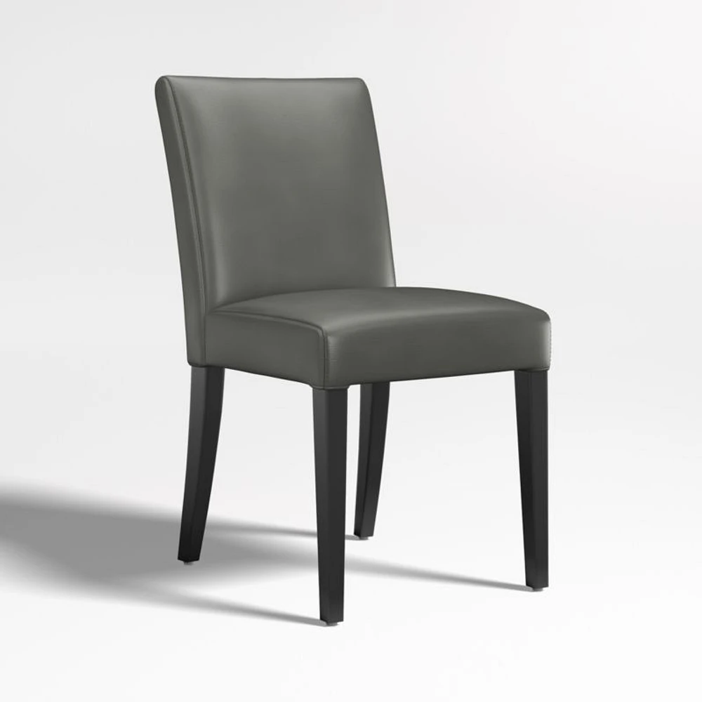 Lowe Smoke Grey Leather Dining Chair with Ebony Wood Legs, Set of 4