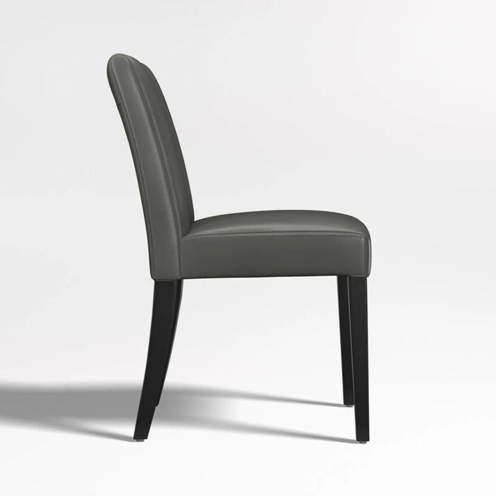 Lowe Smoke Grey Leather Dining Chair with Ebony Wood Legs, Set of 4