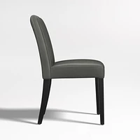 Lowe Smoke Grey Leather Dining Chair with Ebony Wood Legs, Set of 4