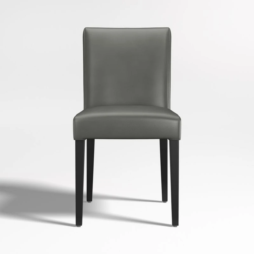 Lowe Smoke Grey Leather Dining Chair with Ebony Wood Legs, Set of 4