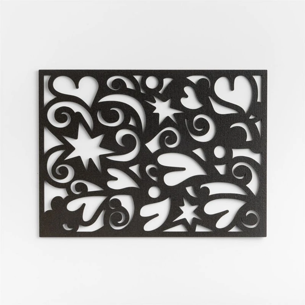 Heart Dance Reversible Black Laser-Cut Cork Placemat by Lucia Eames