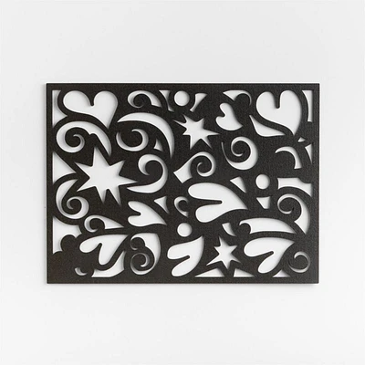 Heart Dance Reversible Black Laser-Cut Cork Placemat by Lucia Eames