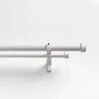 Matte 1" Double Curtain Rod and End Cap Finials Set 88"-120