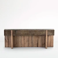 Mackinley 78.75" Rectangular Iron and Natural Oak Wood Console Table