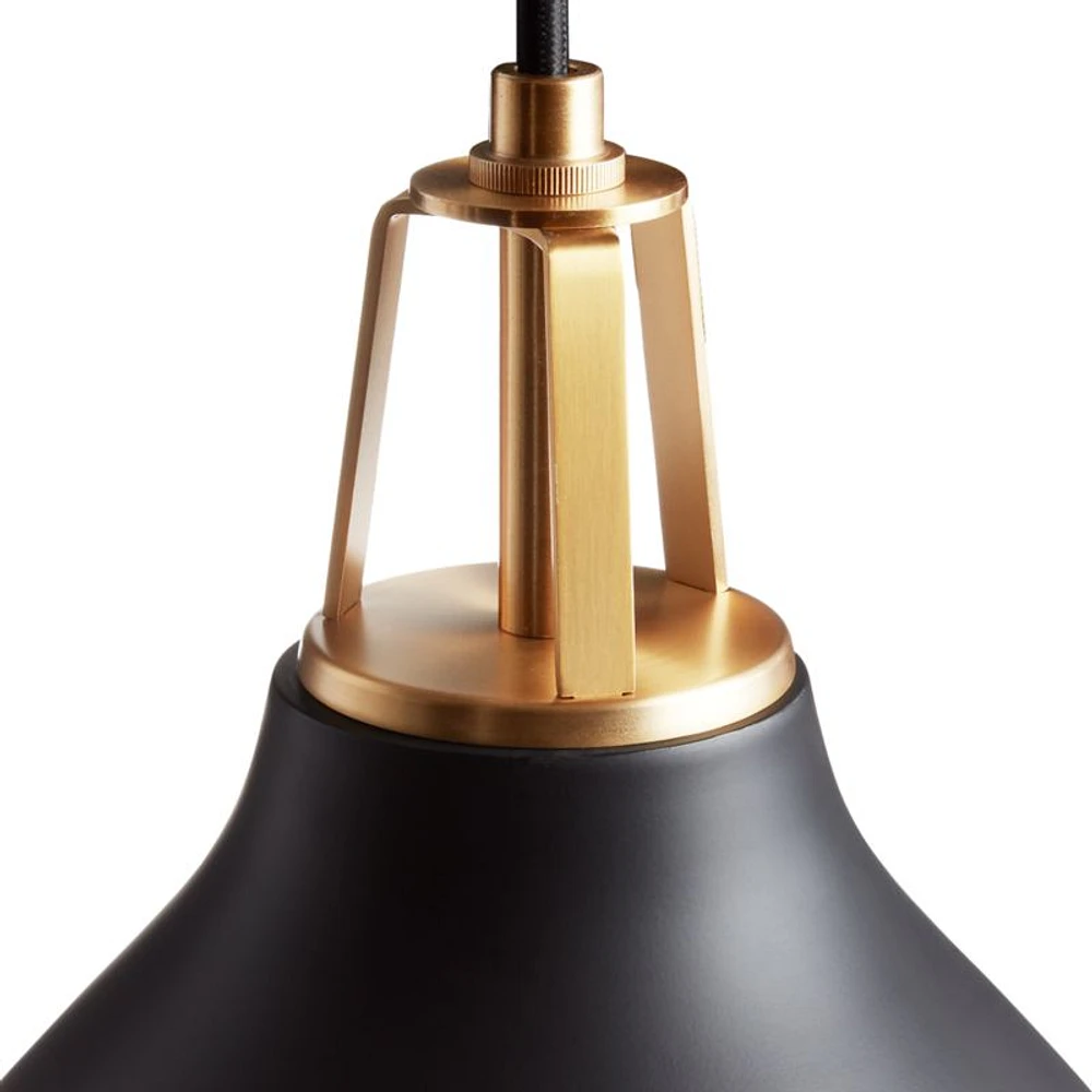 Maddox Black Bell Small Pendant Light with Brass Socket
