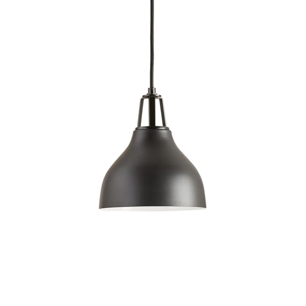 Maddox Black Bell Small Pendant Light with Black Socket
