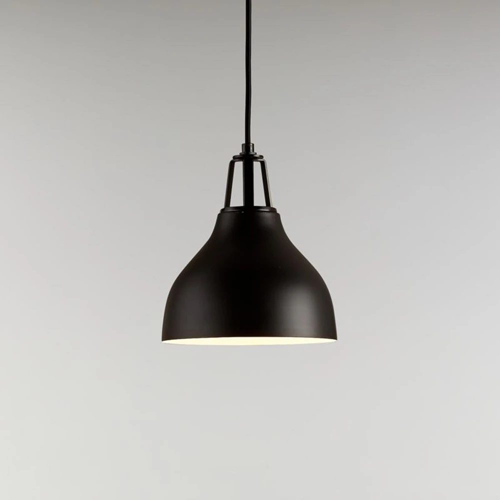 Maddox Black Bell Small Pendant Light with Black Socket