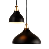 Maddox Black Bell Small Pendant Light with Brass Socket