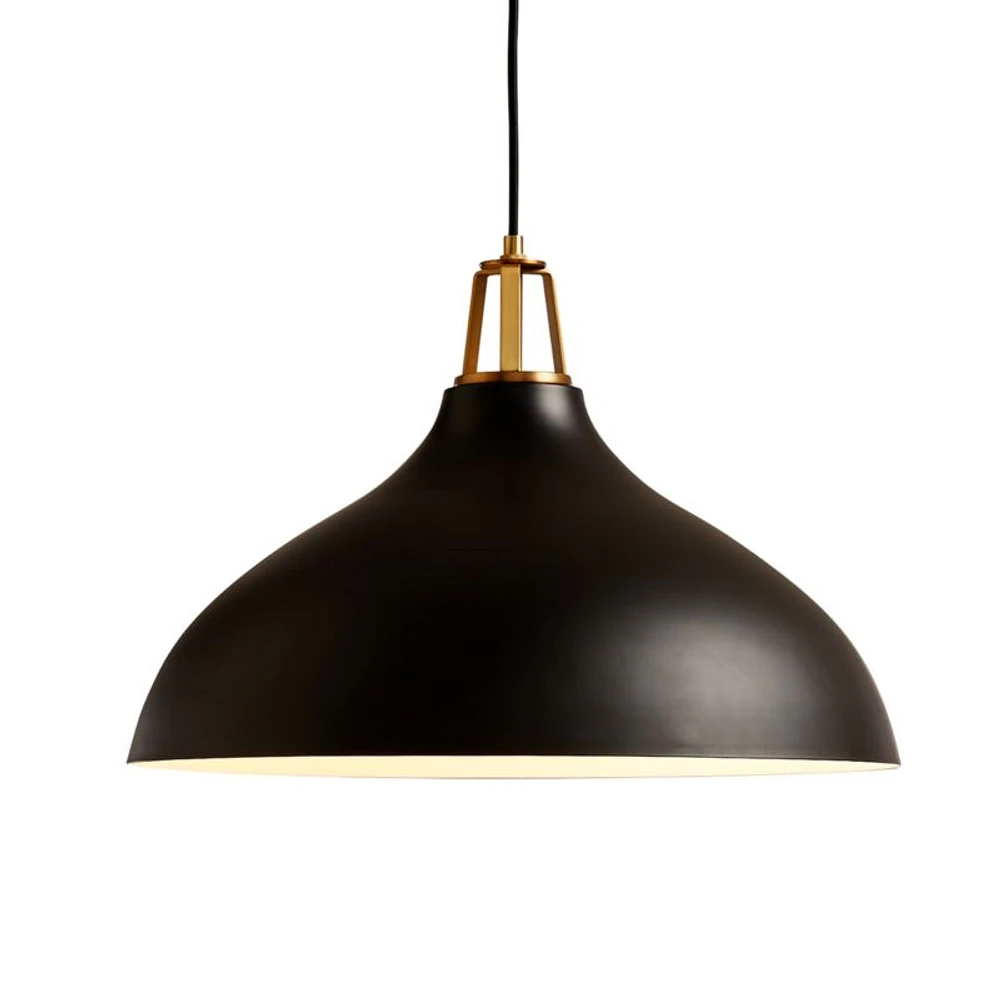 Maddox Black Bell Small Pendant Light with Brass Socket