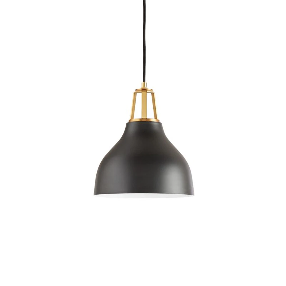 Maddox Black Bell Small Pendant Light with Brass Socket