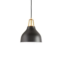 Maddox Black Bell Small Pendant Light with Brass Socket