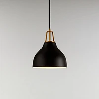 Maddox Black Bell Small Pendant Light with Brass Socket