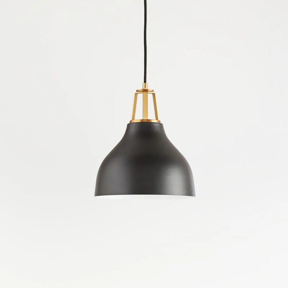 Maddox Black Bell Small Pendant Light with Brass Socket