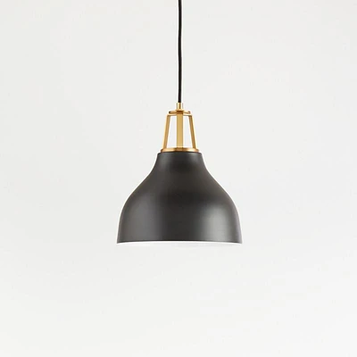 Maddox Black Bell Small Pendant Light with Brass Socket
