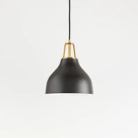 Maddox Black Bell Small Pendant Light with Brass Socket