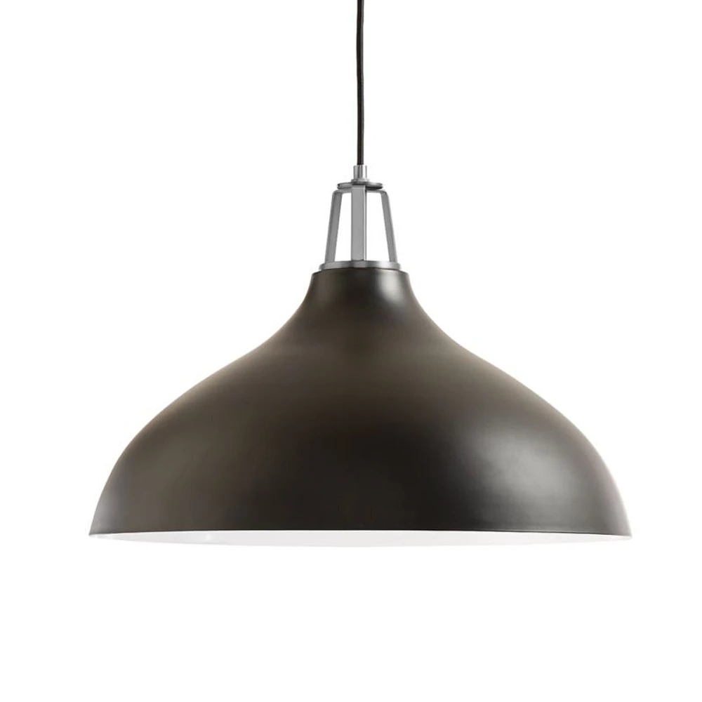 Maddox Black Bell Large Pendant Light with Nickel Socket