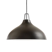 Maddox Black Bell Large Pendant Light with Nickel Socket
