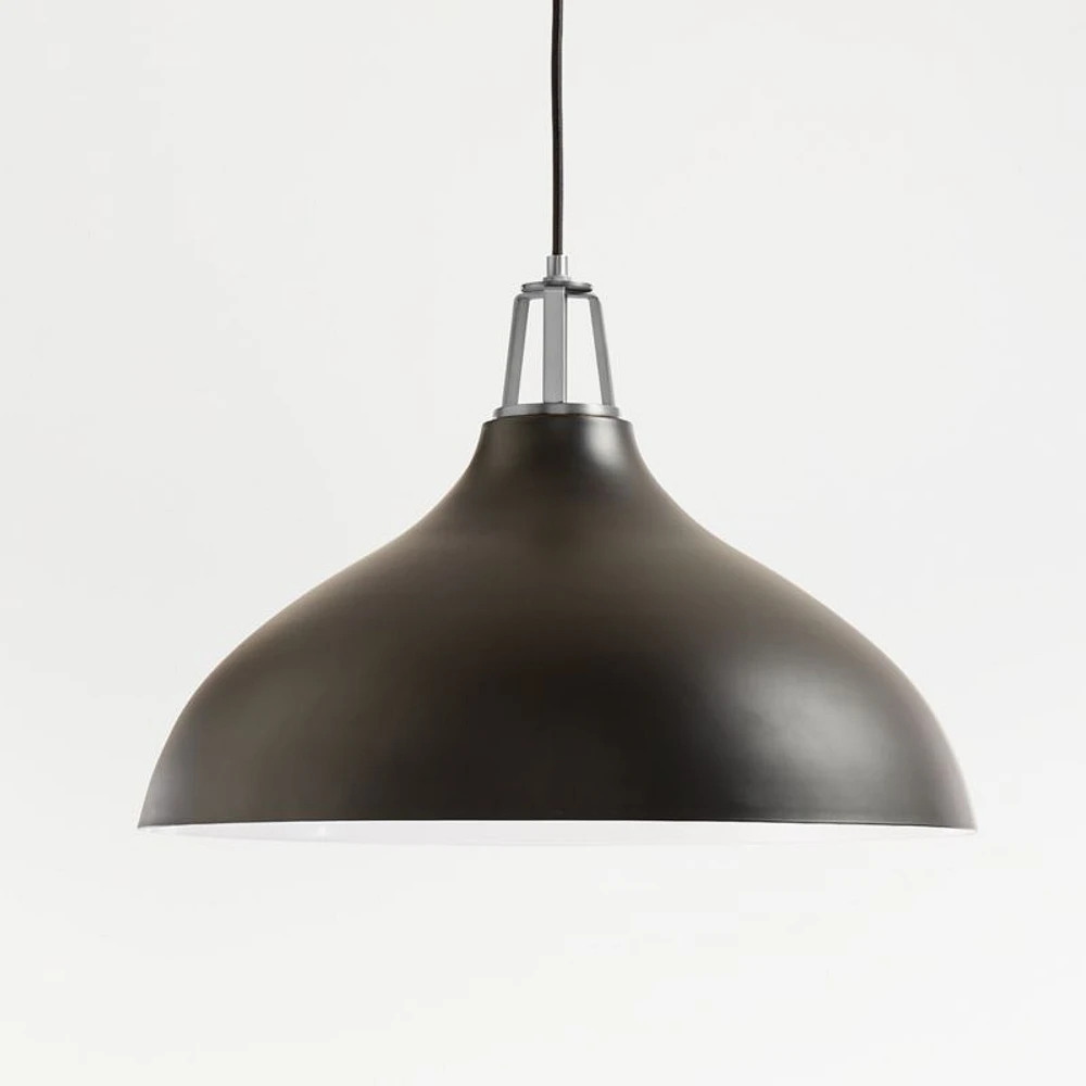 Maddox Black Bell Large Pendant Light with Nickel Socket