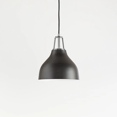Maddox Black Bell Small Pendant Light with Nickel Socket