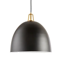 Maddox Black Dome Large Pendant Light with Brass Socket