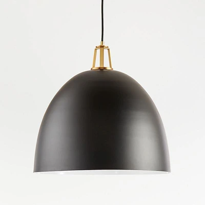 Maddox Black Dome Pendant Light with Brass Socket