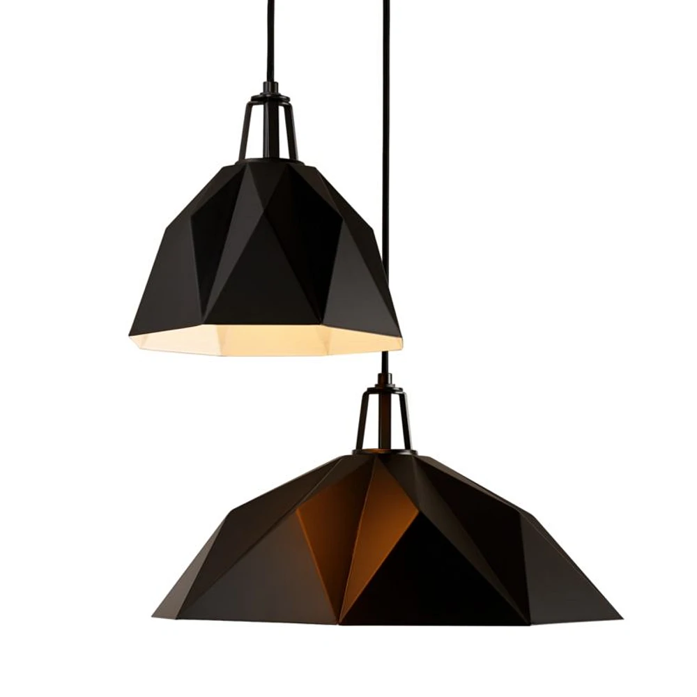Maddox Black Faceted Small Pendant Light with Black Socket