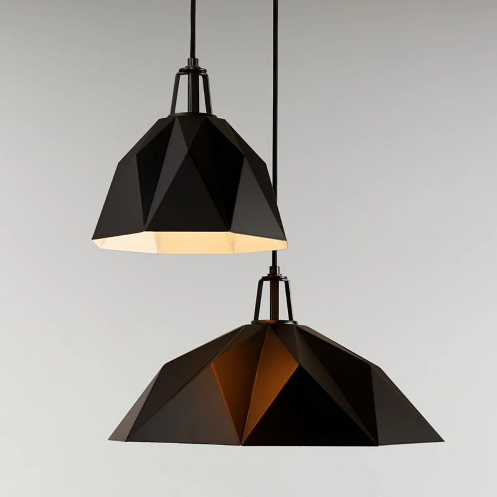 Maddox Black Faceted Small Pendant Light with Black Socket