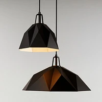 Maddox Black Faceted Small Pendant Light with Black Socket