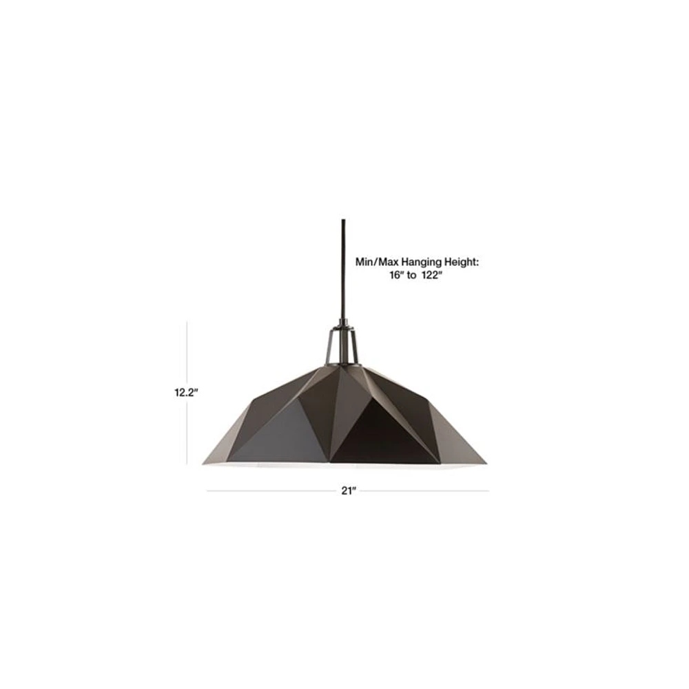 Maddox Black Faceted Large Pendant Light with Black Socket